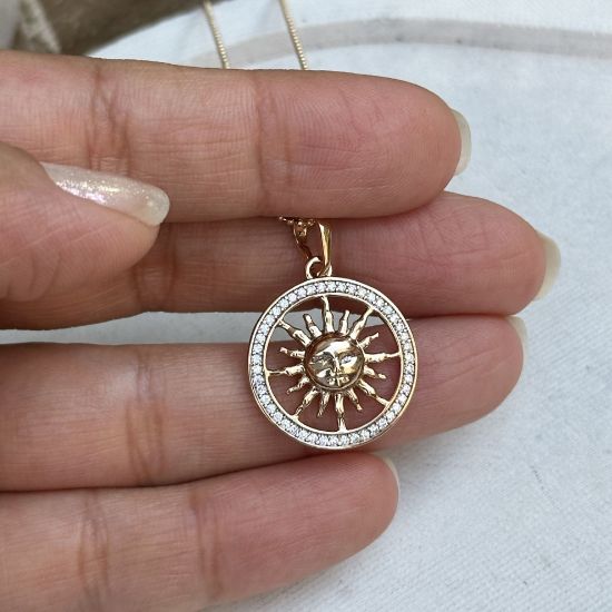 Güneş Figür Rose-Gold Kolye resmi