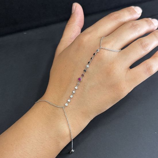 Fuşya Taşlı Kalp Silver Şahmeran resmi