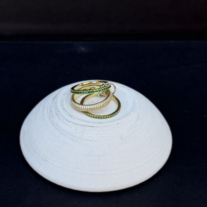 İki Kenarı Ful Taşlı Gold Yüzük resmi
