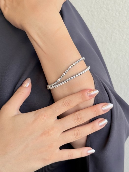 İnce Taşlı Çelik Bileklik resmi