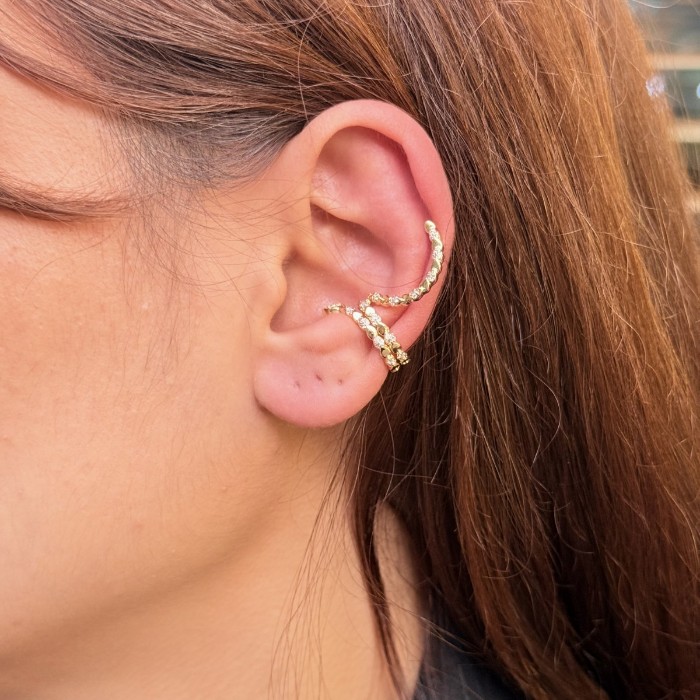 Sarmal Zincir Görünümlü Ear Cuff – Gold resmi