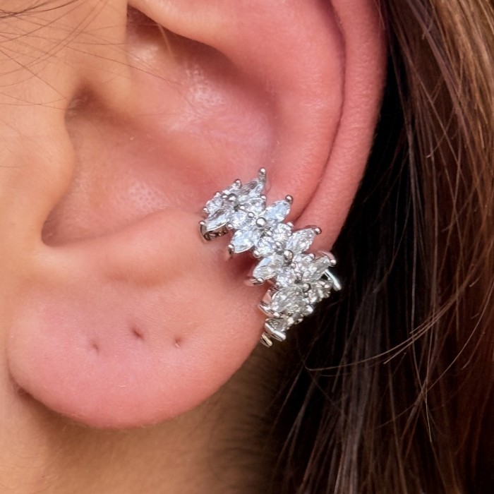 Marquise Bloom Ear Cuff – Silver resmi