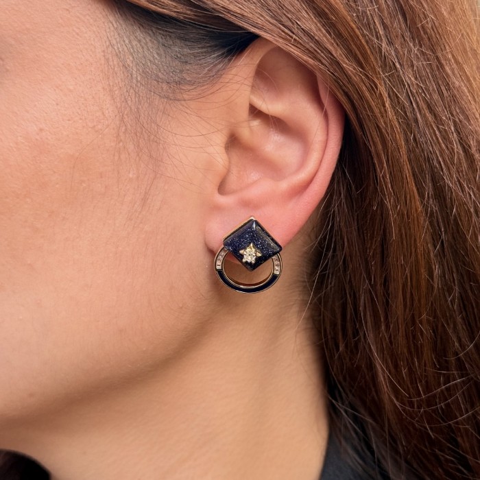 Aurelia Dual-Tone Pavé Hoop Lacivert  resmi