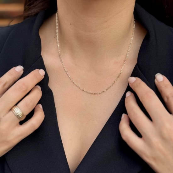 Paperclip (Köşeli Bakla) Zincir Kolye resmi