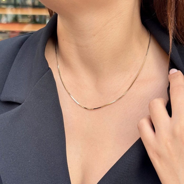 Balıksırtı Parlak Zincir Kolye resmi