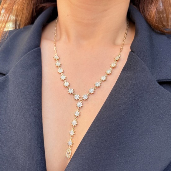 Celestial Bloom Y‑Necklace – Gold resmi