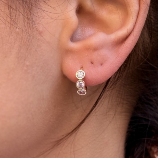 Pembe Taşlı Vera Küpe Pembe  resmi