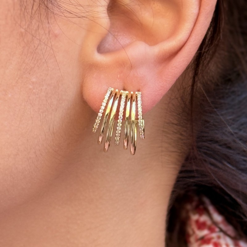 Çok Halkalı Işıltı Küpe resmi