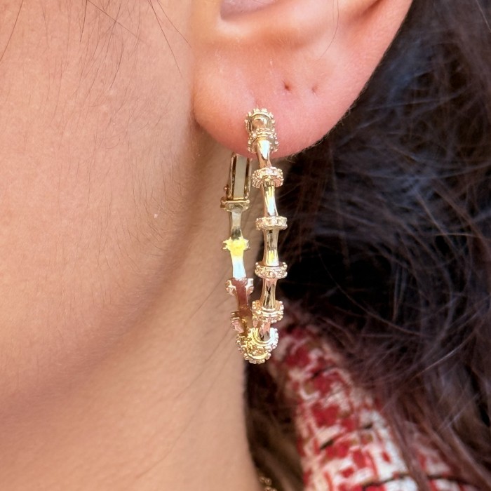 Bamboo Hoop – Pavé Rings (Gold) resmi