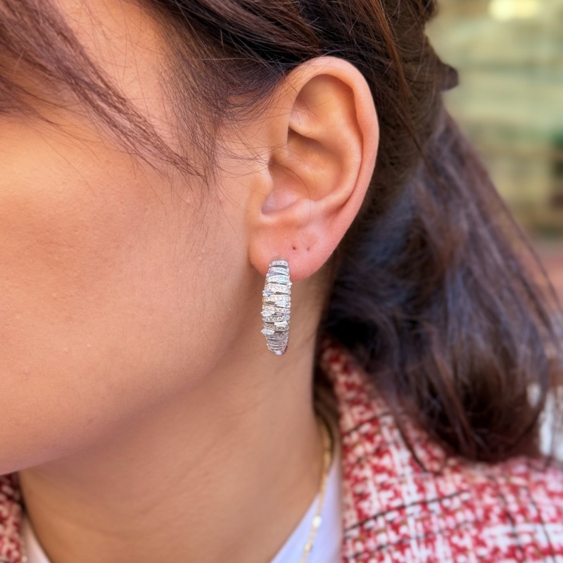 Silver Statement Hoop – Layered Baguette Mix resmi