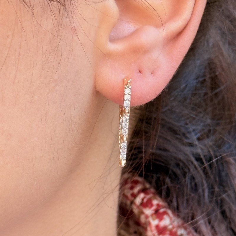 Oval Slim Hoop – Front Pavé (Gold) resmi