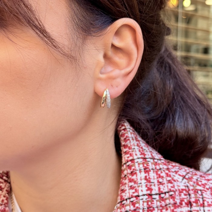Duo Hoop – Gold & Pavé Twin resmi